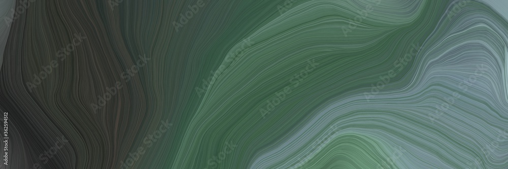 Poster inconspicuous banner with elegant modern soft curvy waves background illustration with dark slate gr