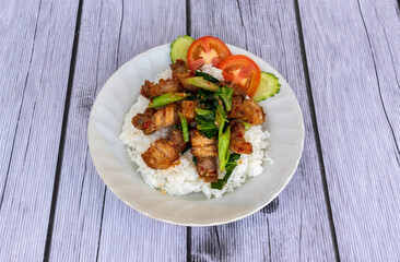 Mixed rice and noodle Thai food