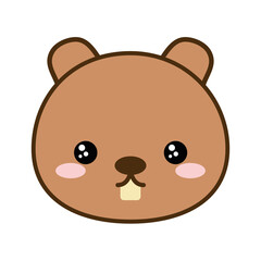 Cute beaver cartoon line and fill style icon design, Kawaii animal zoo life nature and character theme Vector illustration