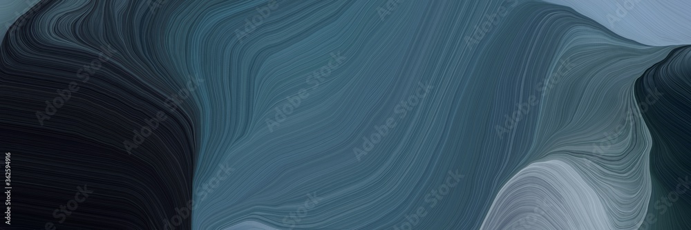 Poster inconspicuous banner with colorful smooth swirl waves background illustration with dark slate gray, very dark pink and light slate gray color
