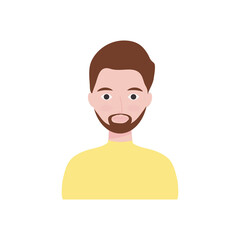 cartoon young man with beard, flat style