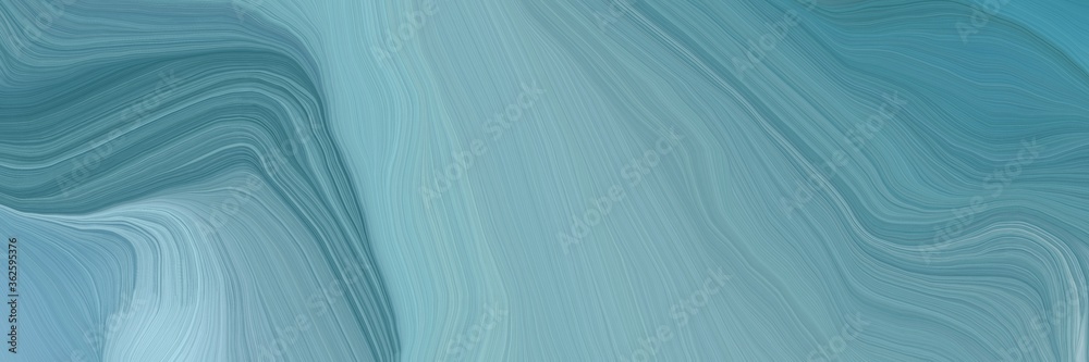 Poster inconspicuous banner with colorful modern soft curvy waves background illustration with cadet blue, teal blue and light steel blue color