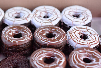 Set of colorful donut in paper box