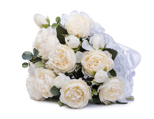Wedding bouquet of artificial white roses