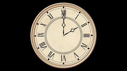 Vintage victorian clock on black background. 3d rendering