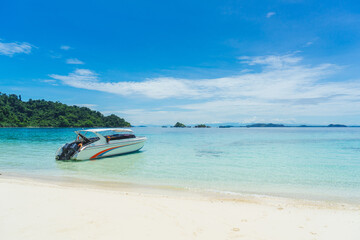 Speed boat on the tropical beach