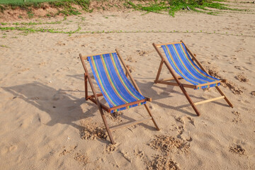 beach chairs on the beach.