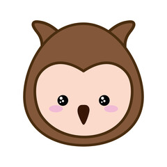 Cute owl cartoon line and fill style icon design, Kawaii animal zoo life nature and character theme Vector illustration