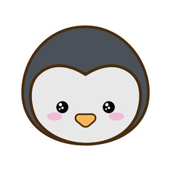 Cute penguin cartoon line and fill style icon design, Kawaii animal zoo life nature and character theme Vector illustration