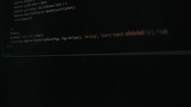 Programming code on a monitor. Web, application and software developement.
