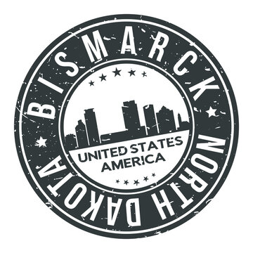 Bismarck North Carolina USA Stamp Logo Icon Skyline Silhouette Symbol Round Design Skyline City.