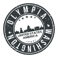 Olympia Washington USA Stamp Logo Icon Skyline Silhouette Symbol Round Design Skyline City.