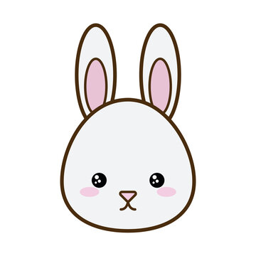 Cute rabbit cartoon line and fill style icon design, Kawaii animal zoo life nature and character theme Vector illustration