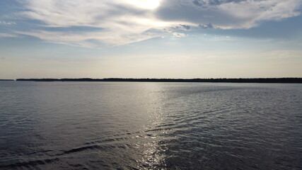 river from the height of flight, very beautiful Volga river, horizon