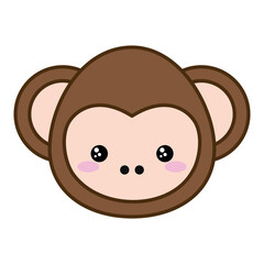 Cute monkey cartoon line and fill style icon design, Kawaii animal zoo life nature and character theme Vector illustration