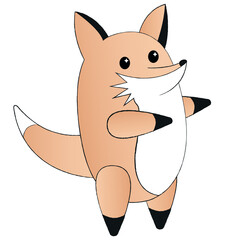 Funny little fox. Cartoon character. Isolated vector for mobile app, sticker, greeting card, site