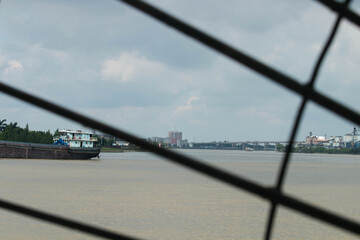 A freighter in a river