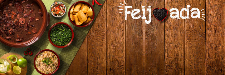 Brazilian Feijoada Food. Outdoor format. written 