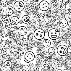 On a white background, black and white vector icons on the theme of emoticons and emotions