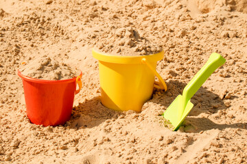 Fine river sand with toys for children's sandboxes