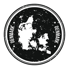Denmark Europe Map Symbol Round Design Stamp Travel and Business.
