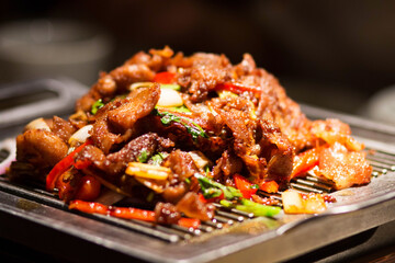 Beef Steak Served on Sizzling Iron Plate