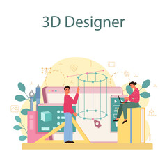 Designer 3D modeling concept. Digital drawing with electronic tools