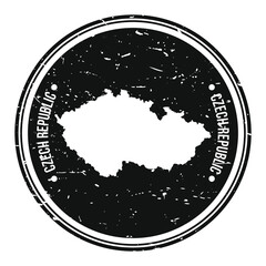 Czech Republic Map Symbol Round Design Stamp Travel and Business.