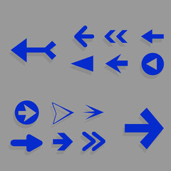 Arrow icon set isolated on gray background. Trendy collection of different arrow icons in flat style. Creative arrows template for web site, mobile app, graphic design, ui and logo. Vector symbol