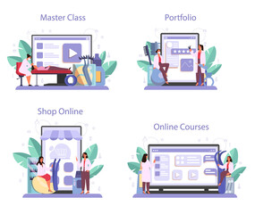 Lashmaker online service or platform set. Beauty center procedur. v