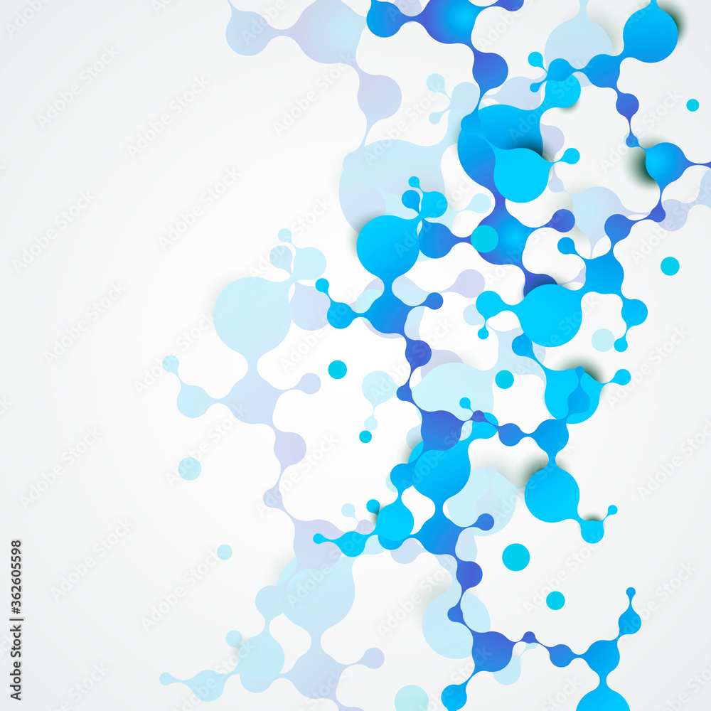 Fototapete Abstract vector polygonal background with connecting blue dots with lines