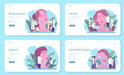 Plastic surgeon web banner or landing page set. Idea of body and face