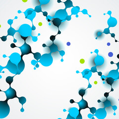 Abstract vector polygonal background with connecting blue dots with lines