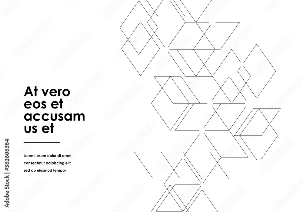 Poster vector connection quadrangles with lines which right white background