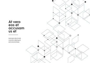 vector connection molecules with dots lines which right white background