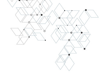 vector connection molecules with dots lines which center white background