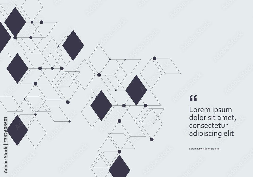 Poster vector connection with dots lines gray squares white background