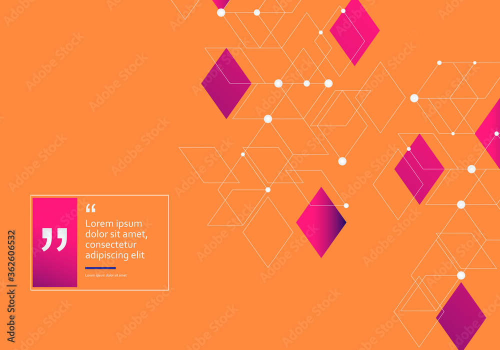 Aufkleber vector connection with dots lines with pink squares orange background