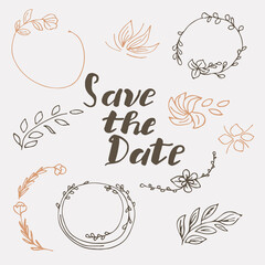 Hand drawn wedding and save the date calligraphic design elements and page decoration