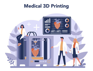 3D Printing technology concept. 3D printer equipment and engineer.