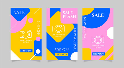 Colorful sale Social media stories collection. -  Vector.