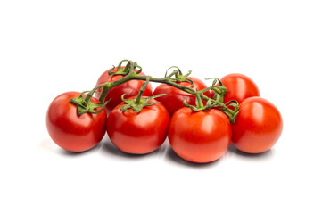 Closeup of tomatoes on the isolated white background