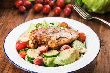 Grilled chicken breast with vegetables