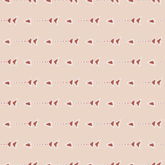 Fototapeta na wymiar Seamless pattern with red arrows and light pink background. Ethnic colorful design.