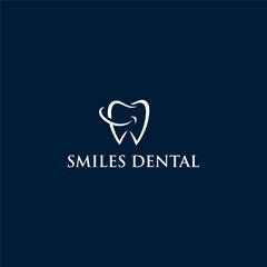 A dental vector illustration of a smiling tooth logo template