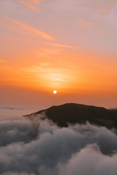 Madeira Island sunset, with beautiful clouds under this amazing sun