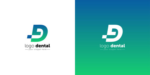 Dental logo design template. letter d creative symbol. Dental clinic vector icon.
