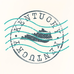 Kentucky Stamp Postal. Map Silhouette Seal. Passport Round Design. Vector Icon. Design Retro Travel.