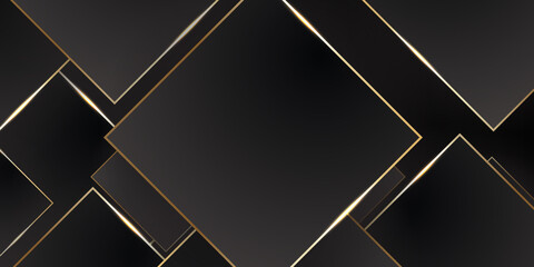 Black and golden smooth stripes abstract corporate graphic design. Geometric dark material background. Vector illustration