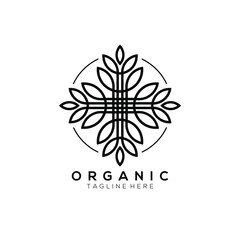  circle line silhouette leaf plant vector logo